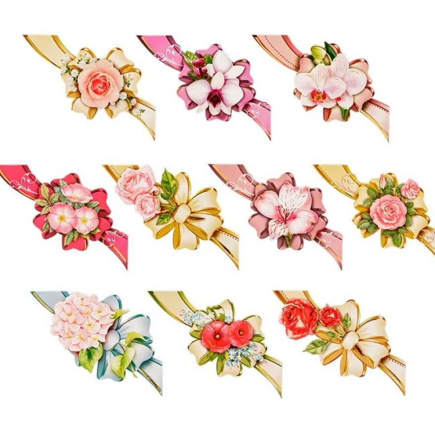 3-D Motive, Blüten & Schleifen (mit Schwung), 9-11,5cm, 10 Motive