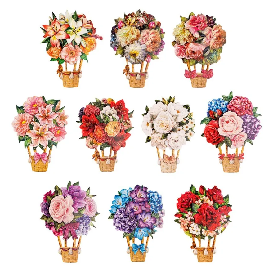 3-D Motive, Blumen-Ballons, 6,7-9,7cm, 10 Motive