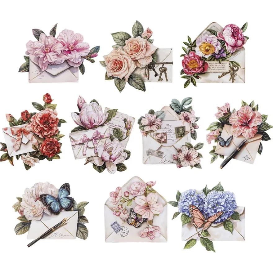 3-D Motive, Blumen-Briefe, 7,5-10cm, 10 Stück