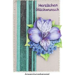 3-D Motive, Blumen in Blau-Violett, 6,5-9,5cm, 10 Motive