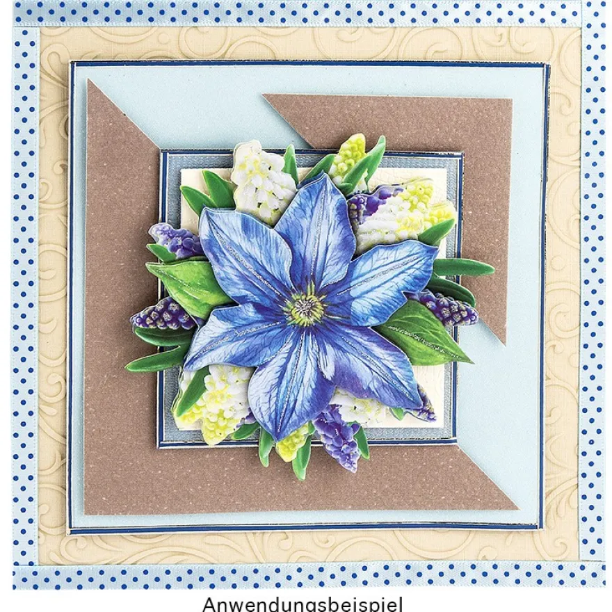 3-D Motive, Blumen in Blau-Violett, 6,5-9,5cm, 10 Motive
