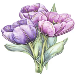 3-D Motive, Blumen in Blau-Violett 4, 7-10cm. 10 Motive