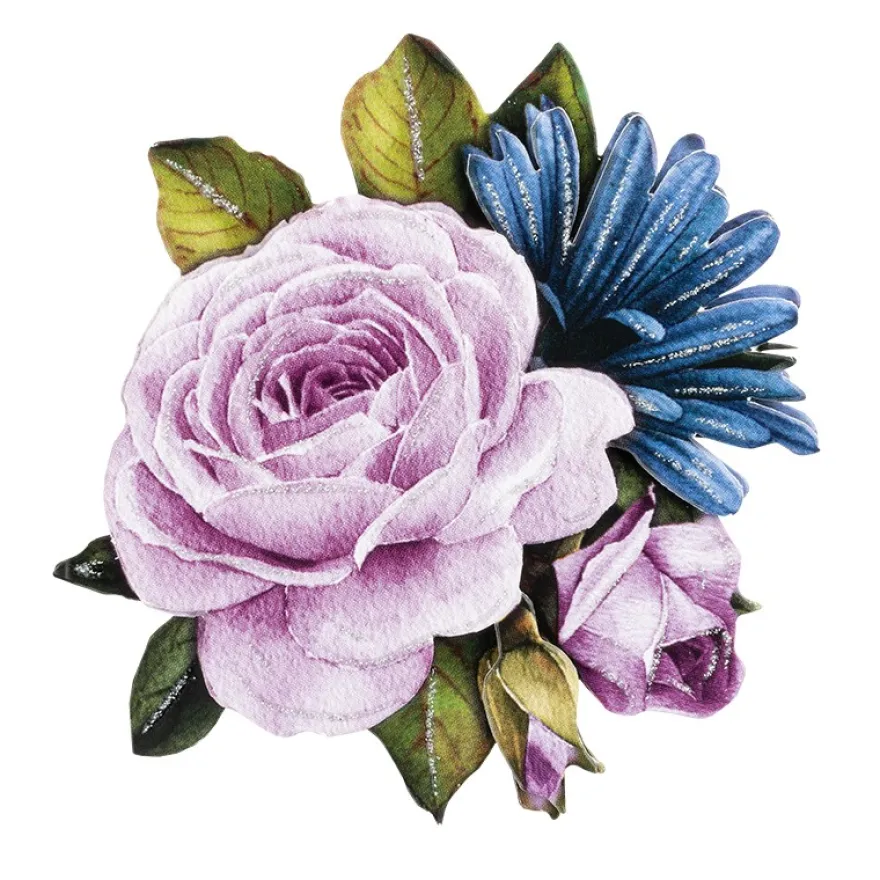 3-D Motive, Blumen in Blau-Violett 2, 6,5-9,5cm, 10 Motive
