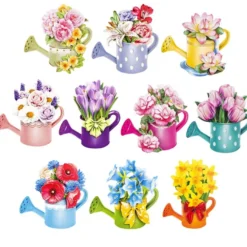 3-D Motive, Blumen in Kannen, 7-9cm, 10 Motive