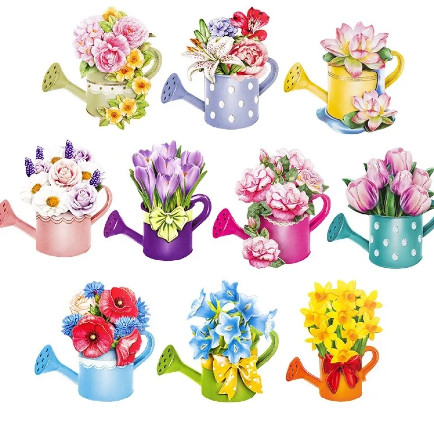 3-D Motive, Blumen in Kannen, 7-9cm, 10 Motive