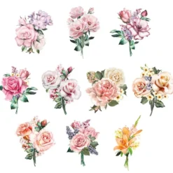 3-D Motive, Blumen in Pastell, 6,5-11,5cm, 10 Motive