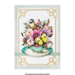 3-D Motive, Blumen in Tassen, 8-10,5cm, 10 Motive