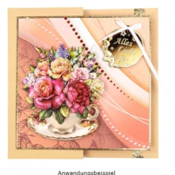 3-D Motive, Blumen in Tassen, 8-10,5cm, 10 Motive