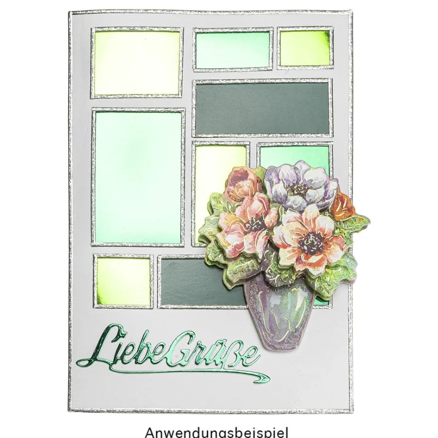 3-D Motive, Blumen in Vase, 9cm x 9cm, 10 Motive