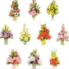 3-D Motive, Blumen in Vasen, Gold-Gravur, 5-10,5cm, 10 Motive