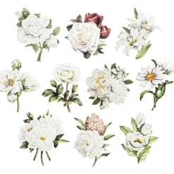 3-D Motive, Blumen in Weiß, 7-11cm, 10 Motive