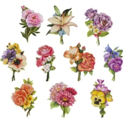 3-D Motive, Blumen-Sträußchen, 5,5-11cm, 10 Motive