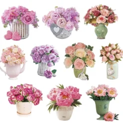 3-D Motive, Bouquets in Vasen, 7-9,5cm, 10 Motive