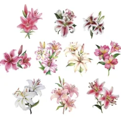 3-D Motive, Elegante Lilien, 7-9cm, 10 Motive
