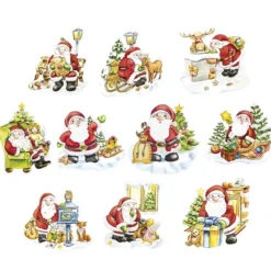 3-D Motive, Fröhliche Nikoläuse, 7-9,5cm, 10 Motive