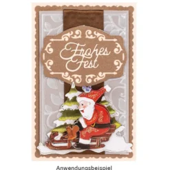 3-D Motive, Fröhliche Weihnachten, Gold-Gravur, 10 Motive