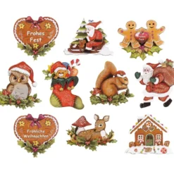 3-D Motive, Fröhliche Weihnachten, Gold-Gravur, 10 Motive
