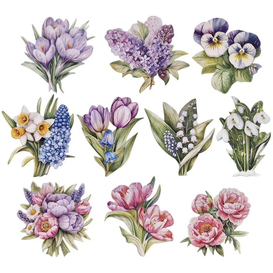 3-D Motive, Frühlingsblumen 3, 6-9cm, 10 Motive