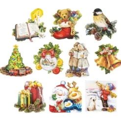 3-D Motive, Frohes Fest 1, Gold-Gravur, 5,5-8cm, 10 Motive