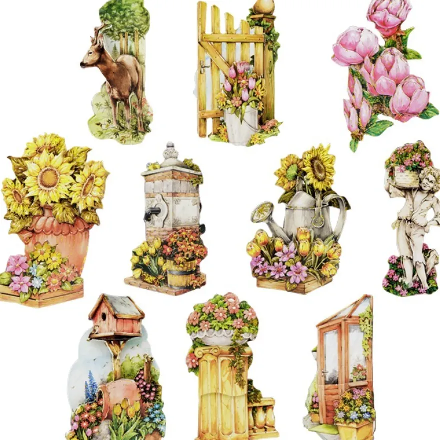 3-D Motive, Gartenmotive, Gold-Gravur, 4,5-8cm, 10 Motive