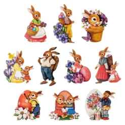 3-D Motive, Hasenfamilie, 5,5-10cm, 10 Motive