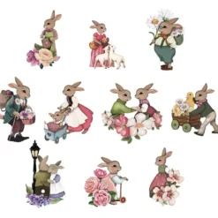 3-D Motive, Hasen in Pastell, 6-10cm, 10 Motive