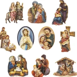 3-D Motive, Heilige Familie, Gold-Gravur, 6-10cm, 10 Motive