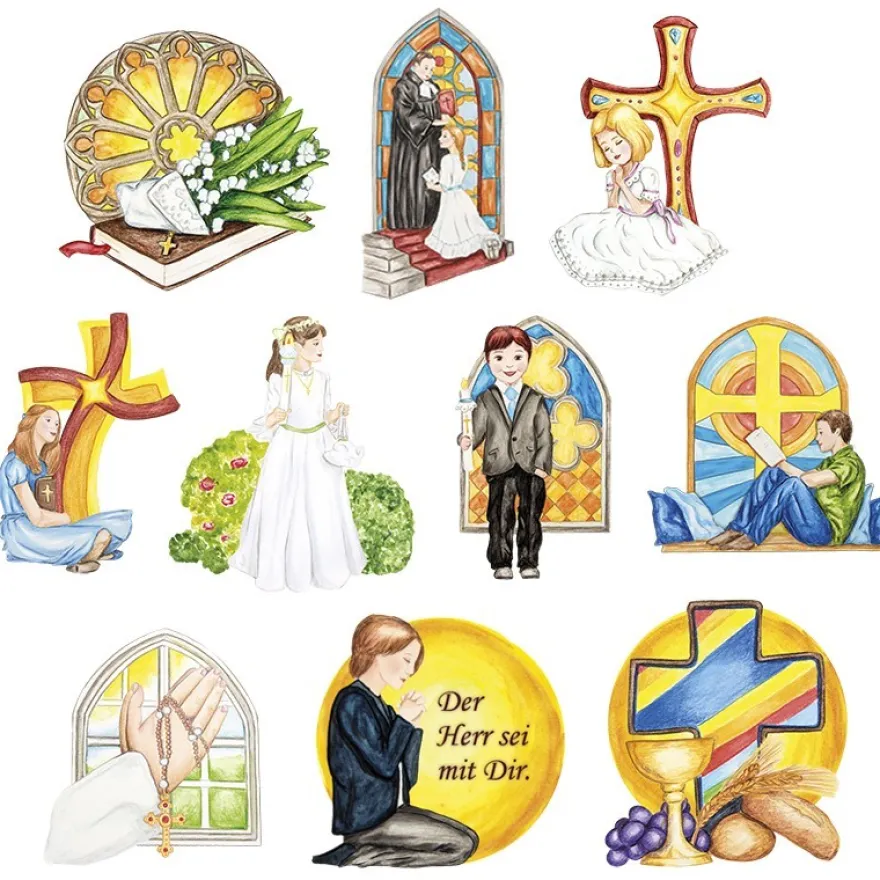 3-D Motive, Jugend & Kirche, für Konfirmation, Kommunion & Firmung, 8-11cm, 10 Motive