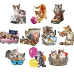 3-D Motive, Niedliche Katzen, 6,5-9cm, 10 Motive