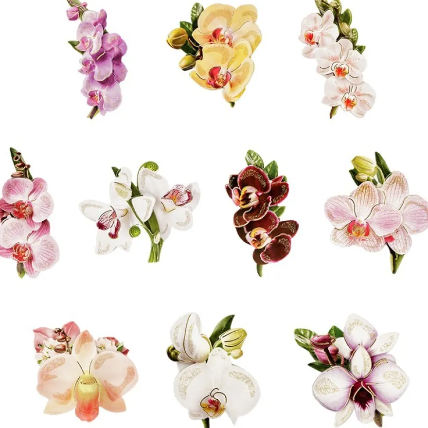 3-D Motive, Orchideen, Gold-Gravur, 6-11cm, 10 Motive