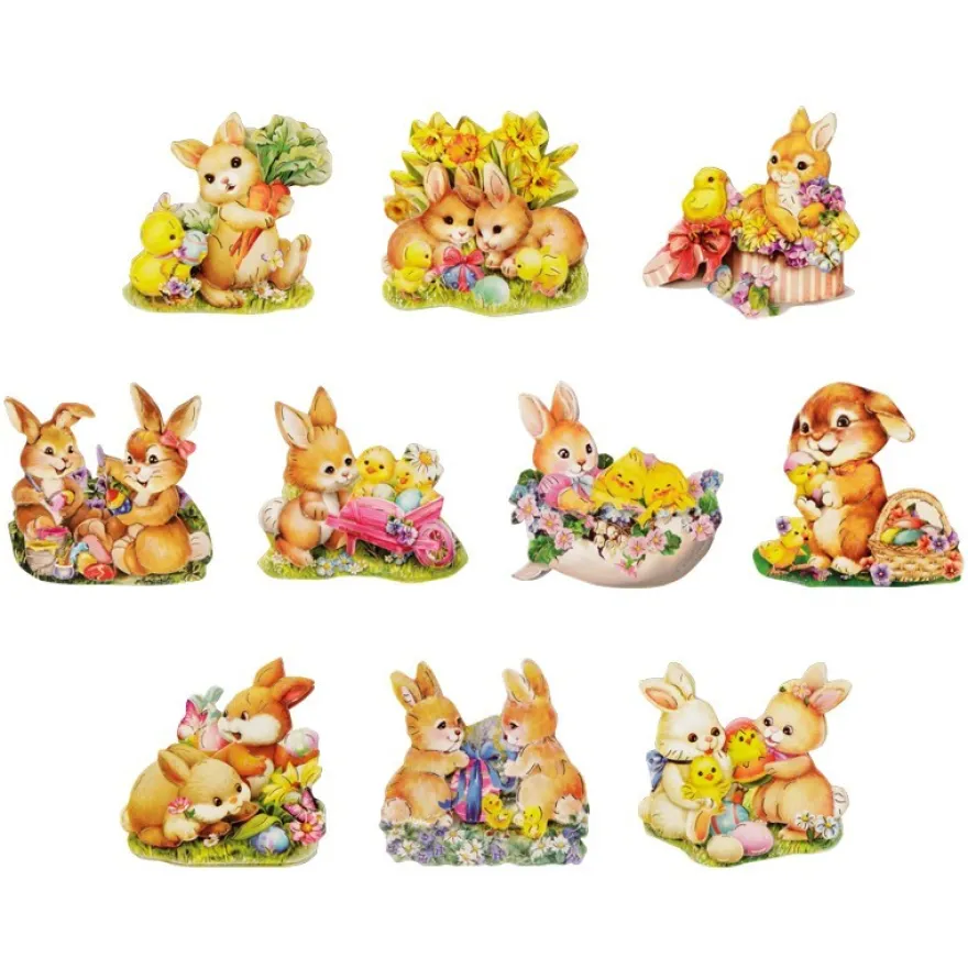 3-D Motive, Osterzeit, Gold-Gravur, 6-8cm, 10er Set