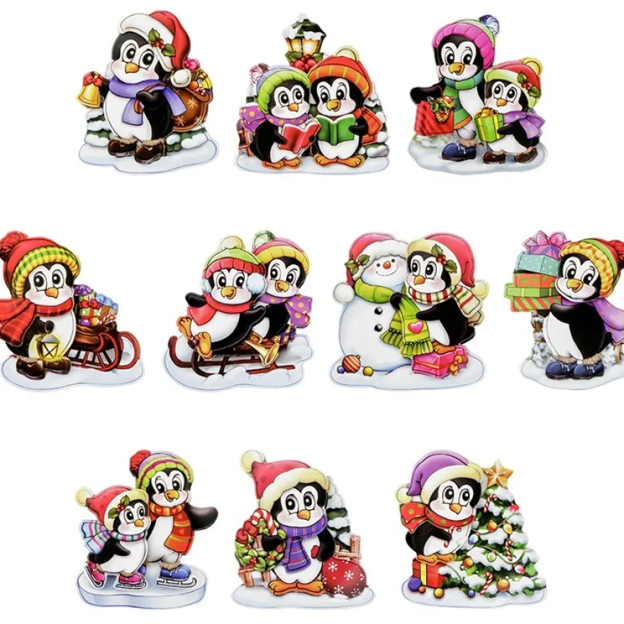 3-D Motive, Pinguine Weihnachten, 6,5-7,5cm, 10 Motive
