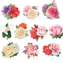 3-D Motive, Romantik-Blumen, 7-9cm, 10 Motive