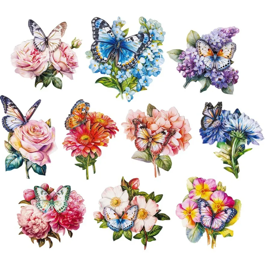 3-D Motive, Schmetterlinge & Blüten 3, 6,5-11cm, 10 Motive