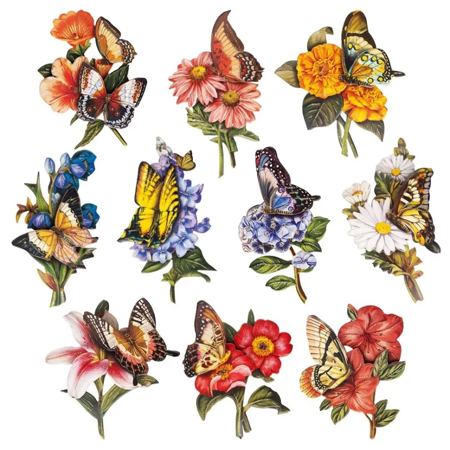 3-D Motive, Schmetterlinge & Blüten 2, 6-11cm, 10 Motive