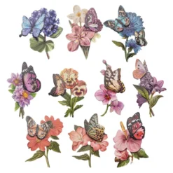 3-D Motive, Schmetterlinge & Blüten, 7-12cm, 10 Motive