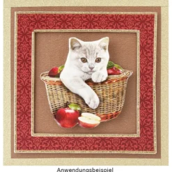 3-D Motive, Süße Katzen, Gold-Gravur, 6-8,5cm, 10 Motive