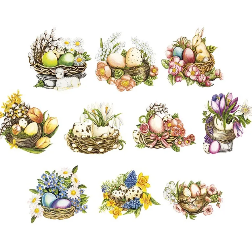 3-D Motive, Stilvolle Osternester, 7-10cm, 10 Motive
