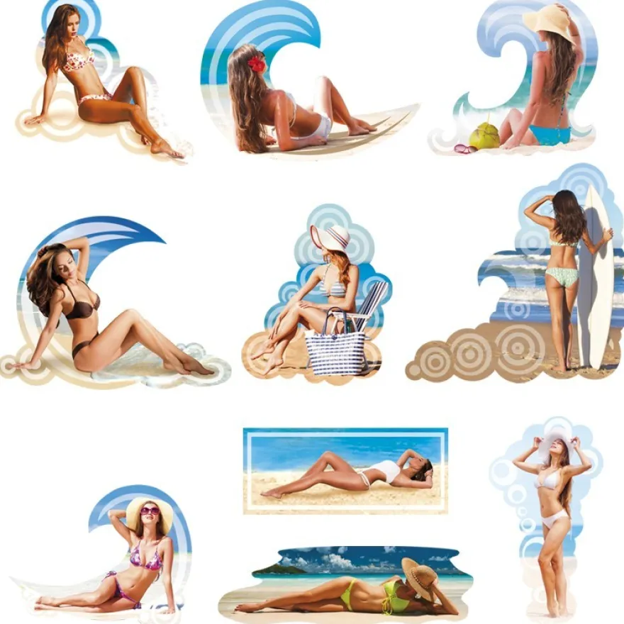 3-D Motive, Strandschönheiten, 3,5-12cm, 10 Motive