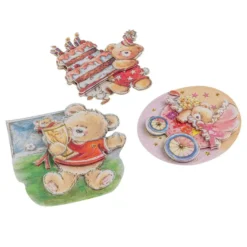 3-D Motive, Teddy, Goldprägung & Glimmerlack-Veredelung, 2x 15 Designs, 6,5-9,5cm, 30 Stück
