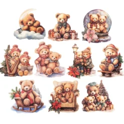3-D Motive, Teddys im Winter, 6,5-8,5cm, 10 Motive