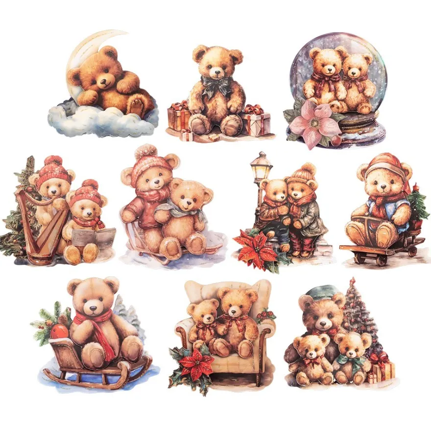 3-D Motive, Teddys im Winter, 6,5-8,5cm, 10 Motive
