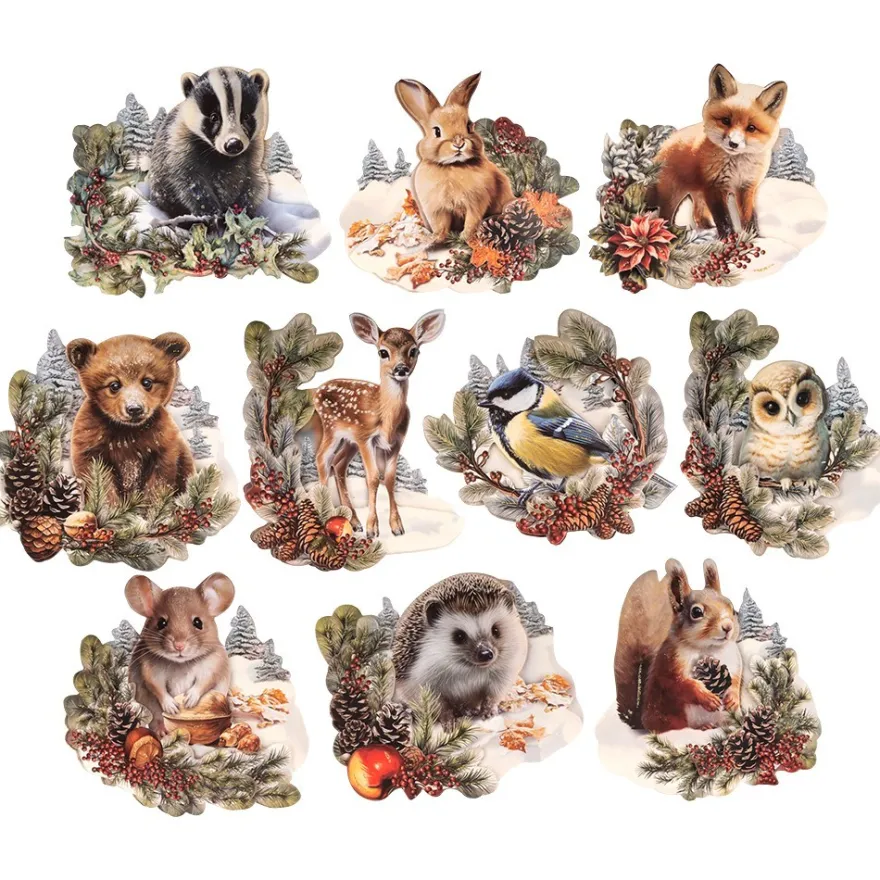 3-D Motive, Tiere im Winter, 7,5-10cm, 10 Motive