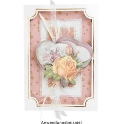 3-D Motive, Vintage-Rosengrüße, mit Perlmutt-Leinenstruktur, 7-10,5cm, 10 Motive