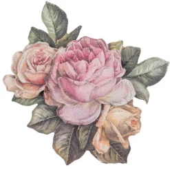 3-D Motive, Vintage-Rosen, mit Perlmutt-Leinenstruktur, 7-10,5cm, 10 Motive