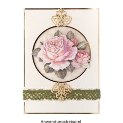 3-D Motive, Vintage-Rosen, mit Perlmutt-Leinenstruktur, 7-10,5cm, 10 Motive