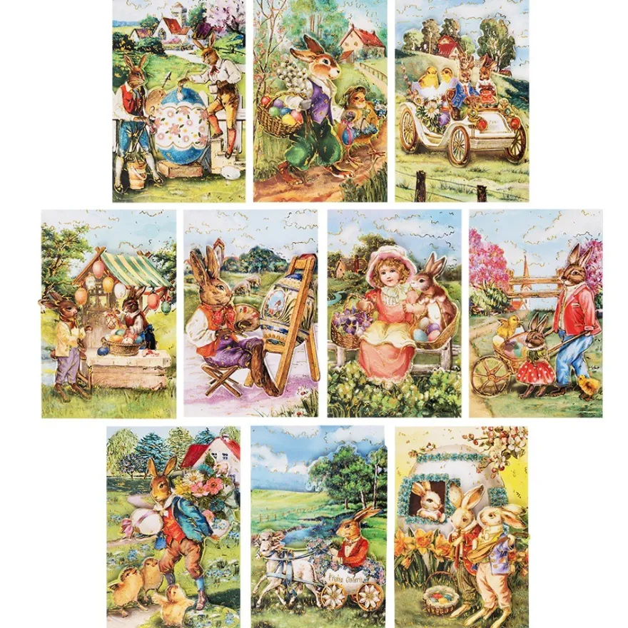 3-D Motive, vorgestanzt, Ostergemälde 2, 10er Set
