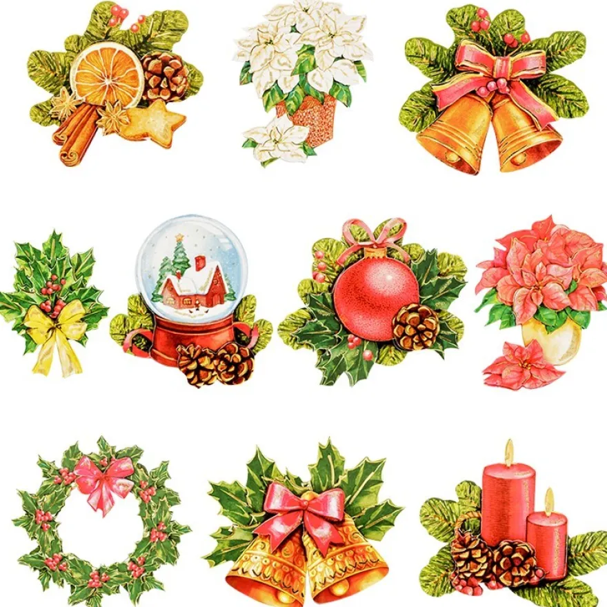 3-D Motive, Weihnachten, handgemalt, Gold-Gravur, 6-8cm, 10 Motive