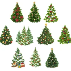 3-D Motive, Weihnachtsbäume, 6-11cm, 10 Motive