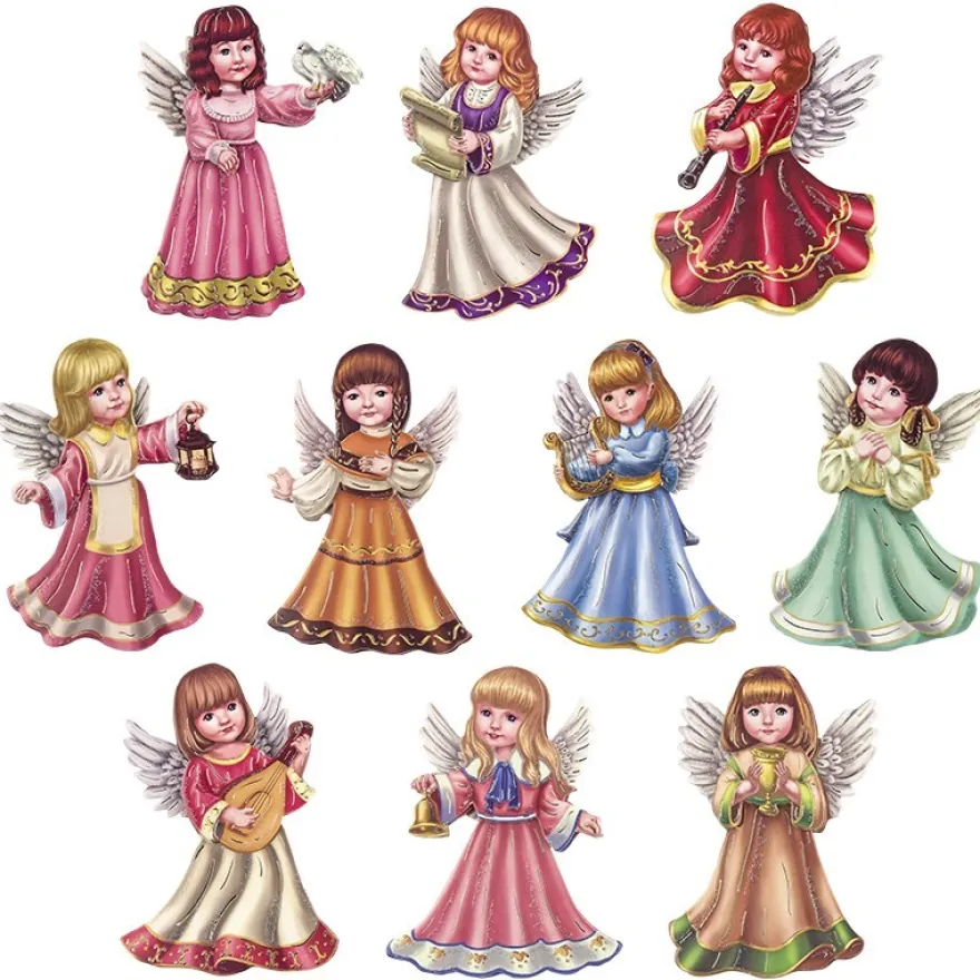 3-D Motive, Weihnachts-Engel 2, Gold-Gravur, 5-8,5cm, 10 Motive